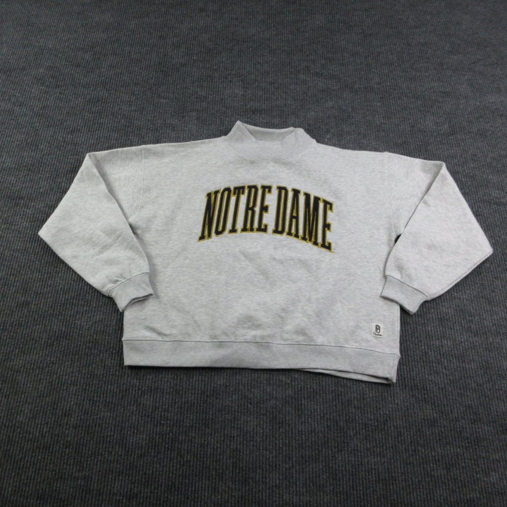 Notre Dame Sweatshirt Mens Large Gray NCAA Football Pressbox Pullover NWT